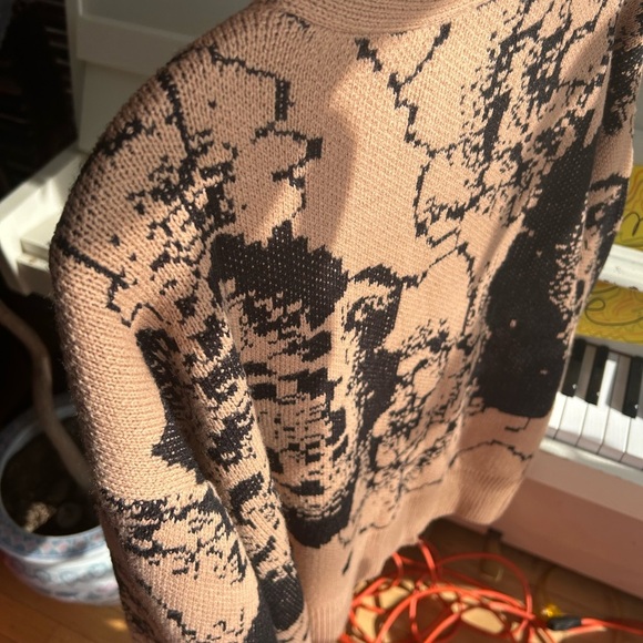 Chic Tan and Black Floral Cardigan Small - Picture 5 of 11